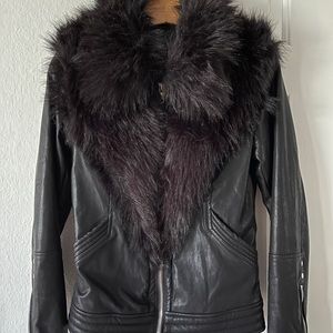 Blank NYC fur collar coat